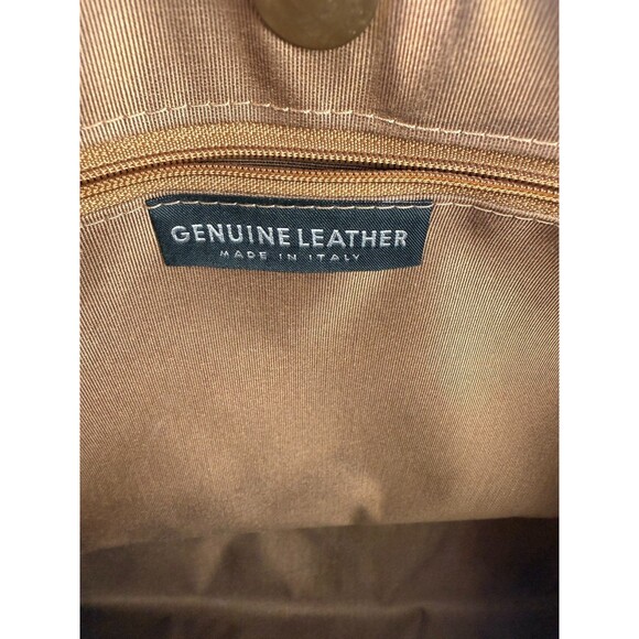 Italian Croc-Embossed Camel Brown Genuine Leather Tote bag Italy, Pristine - Picture 8 of 16